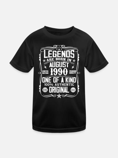 Legendär seit August 1990 - Jahrgang August 1990 - Kinder Funktions-T-Shirt - Schwarz - Vorne