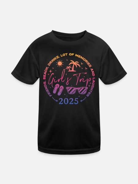 Friends Beach Laughing Girls Trip 2025 - Kids Functional T-Shirt - black - Front