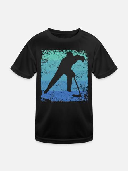 Eishockeyspieler Vintage Eishockey - Kinder Funktions-T-Shirt - Schwarz - Vorne