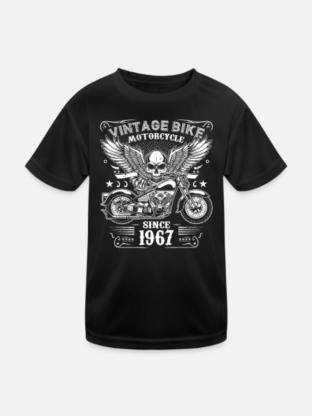 1967 Vintage Motorrad Biker Geburtstag Geboren 1967 - Kinder Funktions-T-Shirt - Schwarz - Vorne