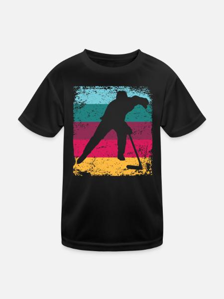 Eishockeyspieler Vintage Eishockey - Kinder Funktions-T-Shirt - Schwarz - Vorne