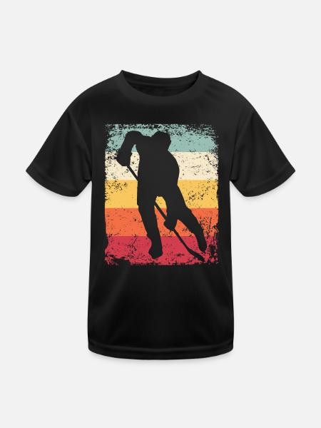 Eishockeyspieler Vintage Eishockey - Kinder Funktions-T-Shirt - Schwarz - Vorne