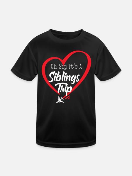 Geschwister Oh Sip It's A Siblings Trip - Kids Functional T-Shirt - black - Front