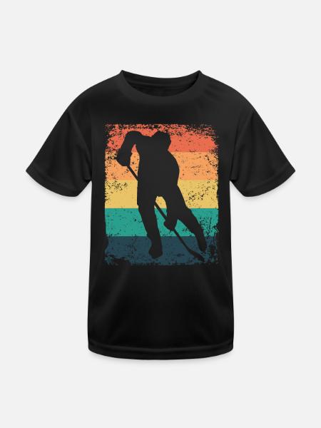Eishockeyspieler Vintage Eishockey - Kinder Funktions-T-Shirt - Schwarz - Vorne