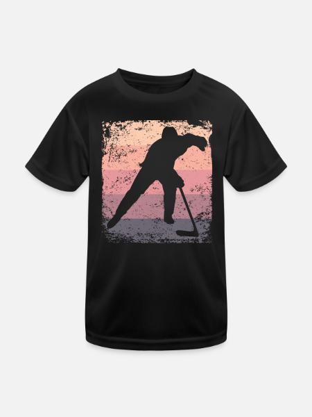 Eishockeyspieler Vintage Eishockey - Kinder Funktions-T-Shirt - Schwarz - Vorne