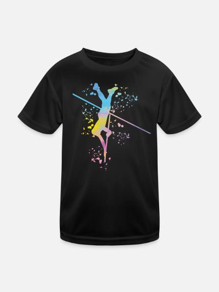 Stabhochspringer Kids Stabhochsprung - Kinder Funktions-T-Shirt - Schwarz - Vorne