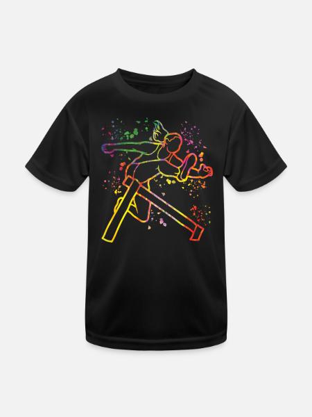 Hurdle Run Obstacle Course Kids Hurdle Run - Kids Functional T-Shirt - black - Front