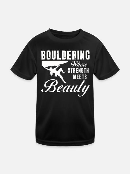 Bouldern Stärke Trifft Auf Schönheit Boulder - Kinder Funktions-T-Shirt - Schwarz - Vorne
