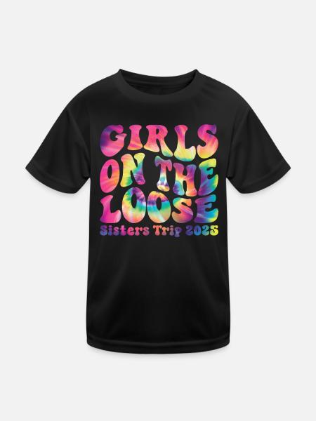 Girls On The Loose Sisters' Trip 2025 - Kids Functional T-Shirt - black - Front