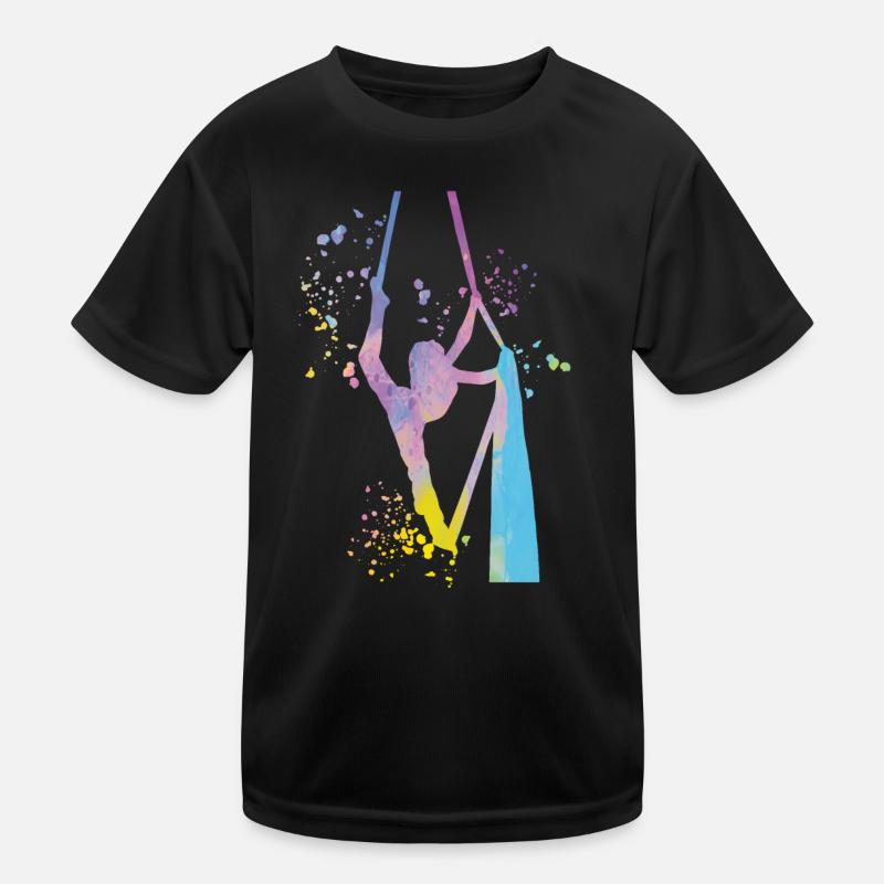Vertikaltuch Luftakrobatik Aerial Silk - Kinder Funktions-T-Shirt - Schwarz