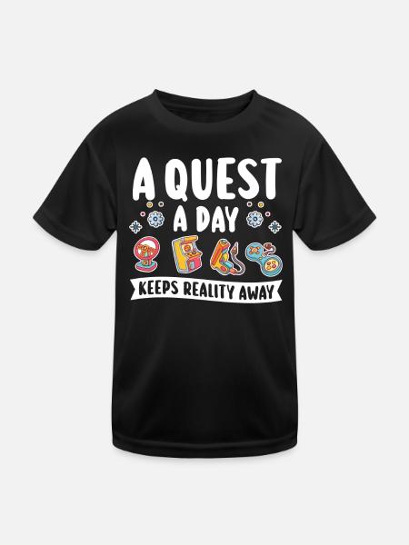 Play Gamer A Quest A Day - Kids Functional T-Shirt - black - Front