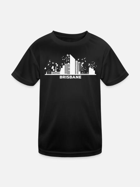 Brisbanites Skyline Brisbane - Kinder Funktions-T-Shirt - Schwarz - Vorne