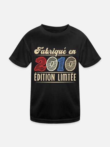Fabriqué en 2010, Vintage cadeau d'anniversaire - T-shirt sport Enfant - noir - Devant