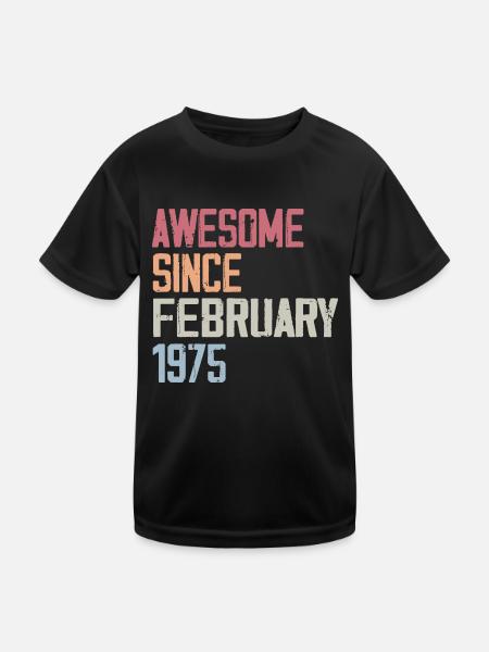 Février 1975, 49e anniversaire 1975 Fevrier 49 ans - T-shirt sport Enfant - noir - Devant