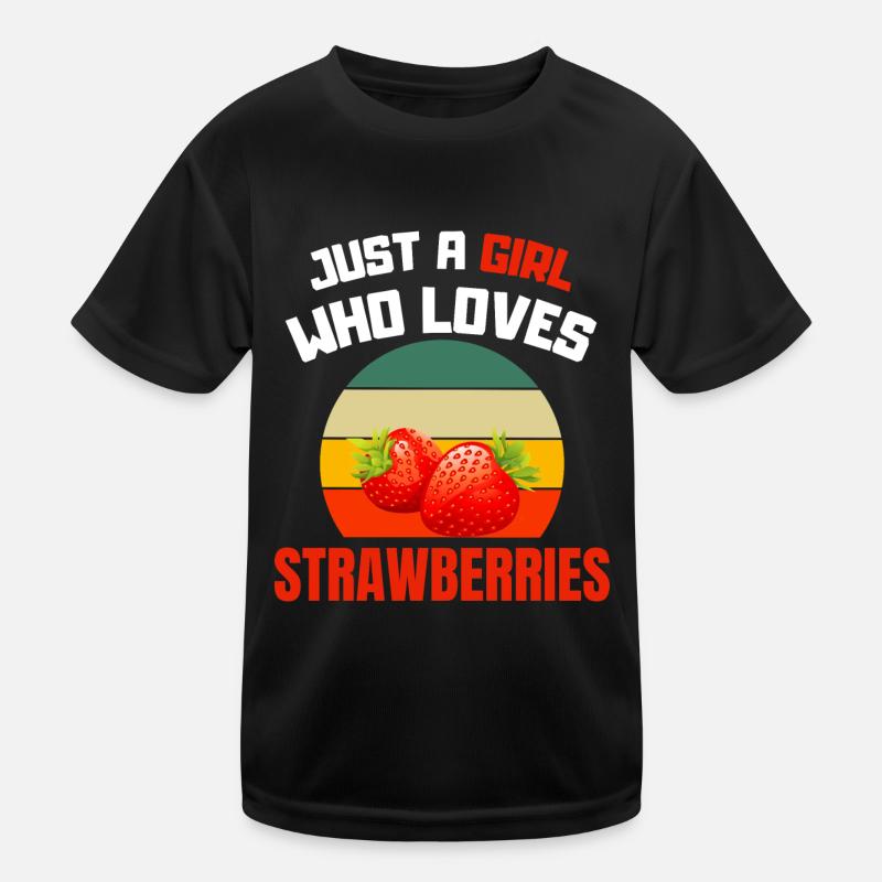 Sommer Frucht Mädchen Geschenk Retro Erdbeere Kinder Funktions-T-Shirt