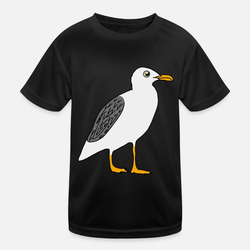 Möwe - Kinder Funktions-T-Shirt - Schwarz