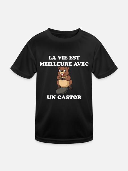 Humour Petit Castor - T-shirt sport Enfant - noir - Devant