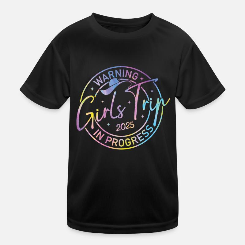 Warning Girls Trip In Progress 2025 Kids Functional T-Shirt