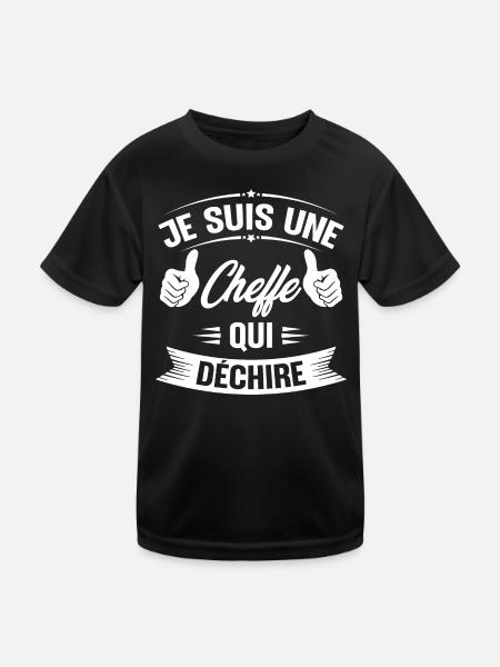 Je suis une cheffe qui déchire - T-shirt sport Enfant - noir - Devant