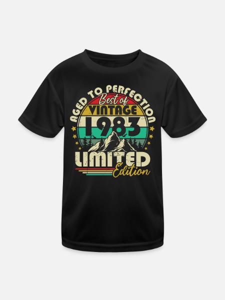 Vintage Jubiläum Jahrgang 1983 Vintage retro 1983 - Kinder Funktions-T-Shirt - Schwarz