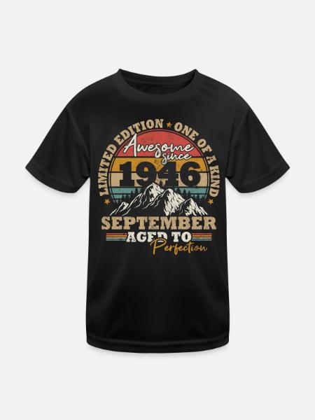September 1946 Vintage Retro Geburtstagsgeschenk - Kinder Funktions-T-Shirt - Schwarz - Vorne