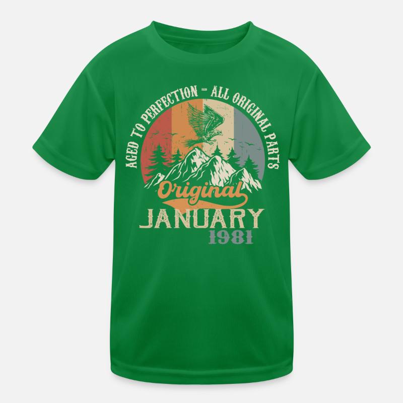 43 Jahre Großartigkeit seit Januar 1981 Kinder Funktions-T-Shirt