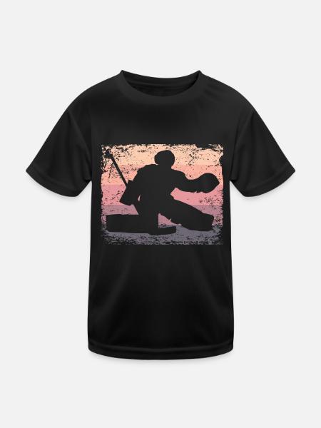 Eishockeyspieler Vintage Eishockey - Kinder Funktions-T-Shirt - Schwarz - Vorne