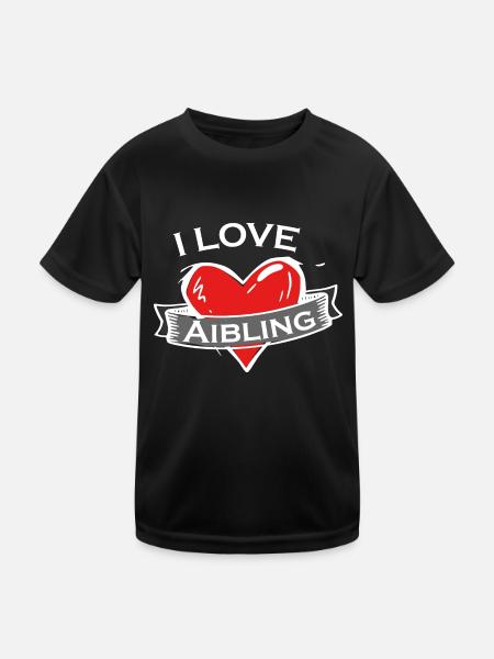 Aibling - Ich liebe Stadtnamen in Tattoo Stil - Kinder Funktions-T-Shirt - Schwarz - Vorne