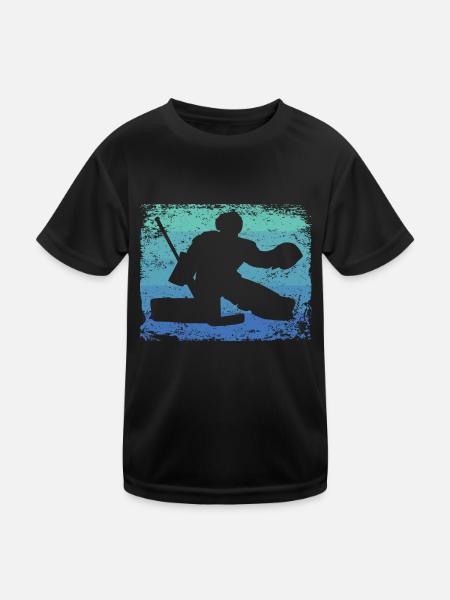Eishockeyspieler Vintage Eishockey - Kinder Funktions-T-Shirt - Schwarz - Vorne