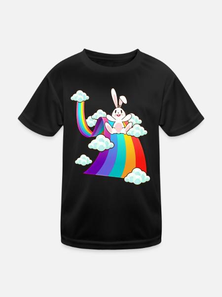 Glücklicher Osterhasen Kaninchen Besitzer Häschen - Kinder Funktions-T-Shirt - Schwarz - Vorne