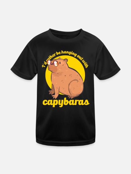 Capybara Liebhaber Nagetier Tier Capybara - Kinder Funktions-T-Shirt - Schwarz - Vorne