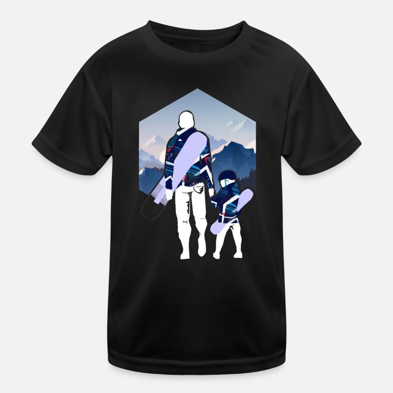 Father's Day Dad and Son Matching Snowboarding Kinder Funktions-T-Shirt