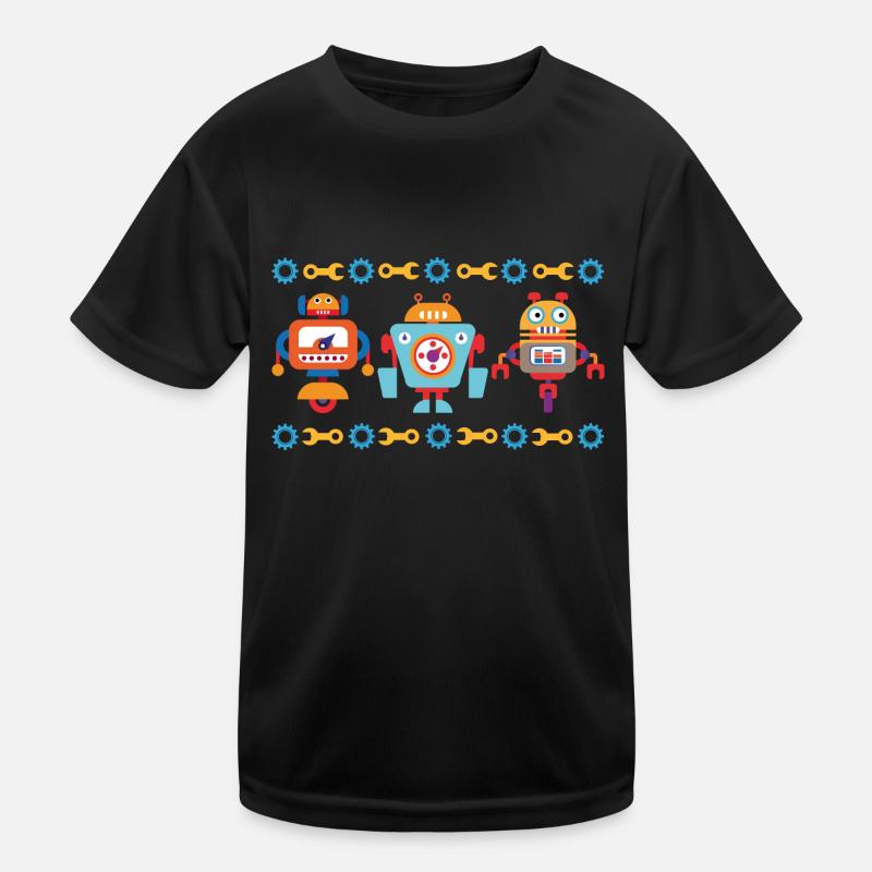 Three small robots - Kids Functional T-Shirt - black