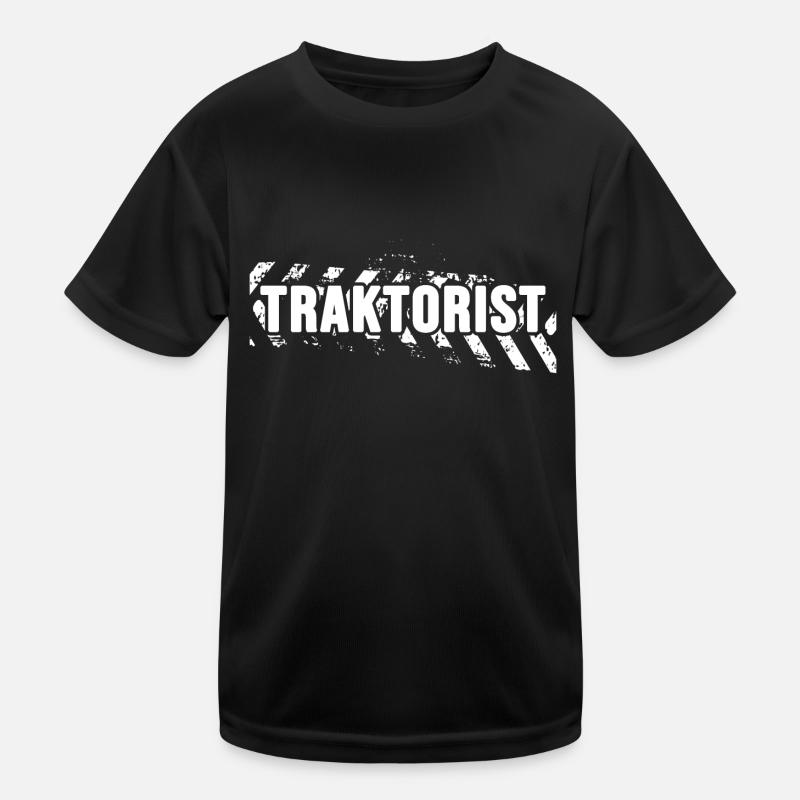 Traktor Schlepper Traktor-Sprüche "Traktorist" - Kinder Funktions-T-Shirt - Schwarz