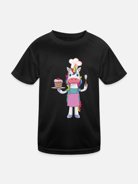 Cadeau de cuisine licorne - T-shirt sport Enfant - noir - Devant