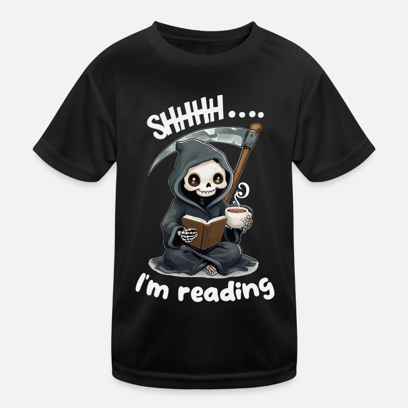 Faucheuse lisant un livre avec du café T-shirt sport Enfant