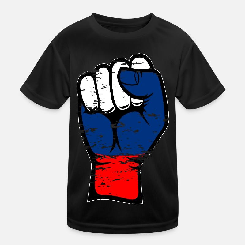 Poing de drapeau de la Russie utilisé T-shirt sport Enfant