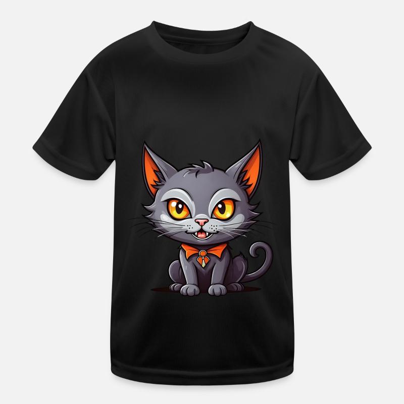 Chat vampire noir T-shirt sport Enfant