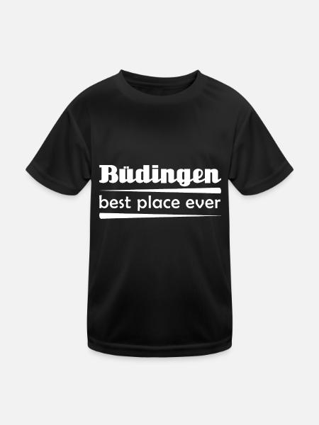 Büdingen - Stadt best place ever - Kinder Funktions-T-Shirt - Schwarz - Vorne