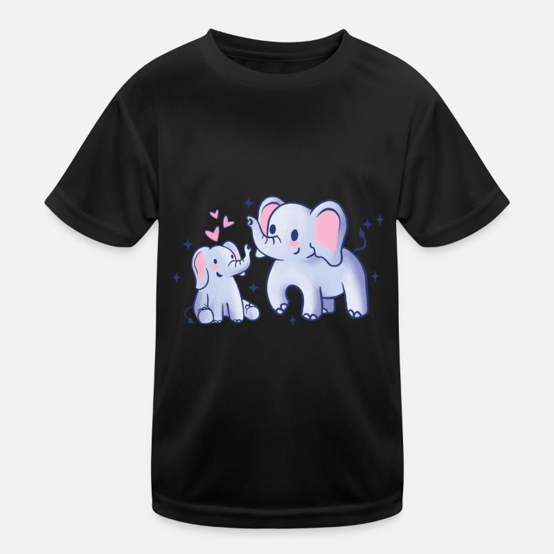 Doux éléphants avec des cœurs roses et des étoiles T-shirt sport Enfant