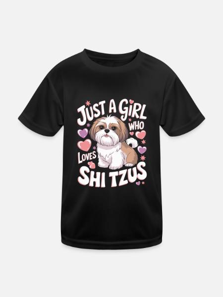 Shi Tzu Lustiger Spruch Frauen - Kinder Funktions-T-Shirt - Schwarz - Vorne