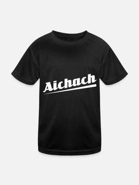 Aichach - Textdesign mit Stadtnamen - Kinder Funktions-T-Shirt - Schwarz - Vorne