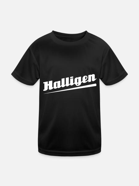 Halligen - Textdesign mit Stadtnamen - Kinder Funktions-T-Shirt - Schwarz - Vorne