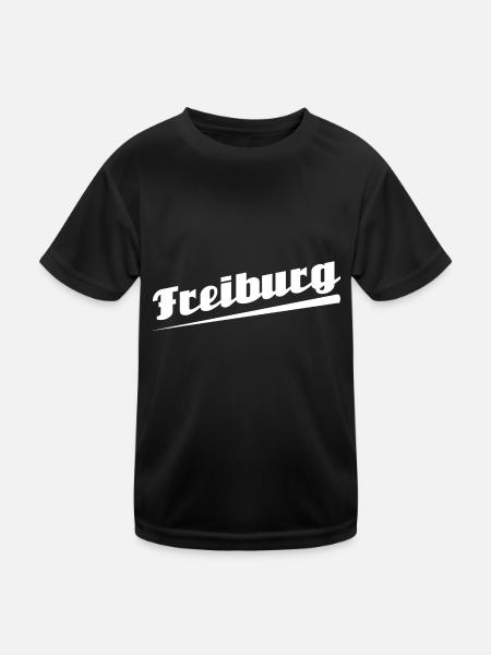 Freiburg - Textdesign mit Stadtnamen - Kinder Funktions-T-Shirt - Schwarz - Vorne