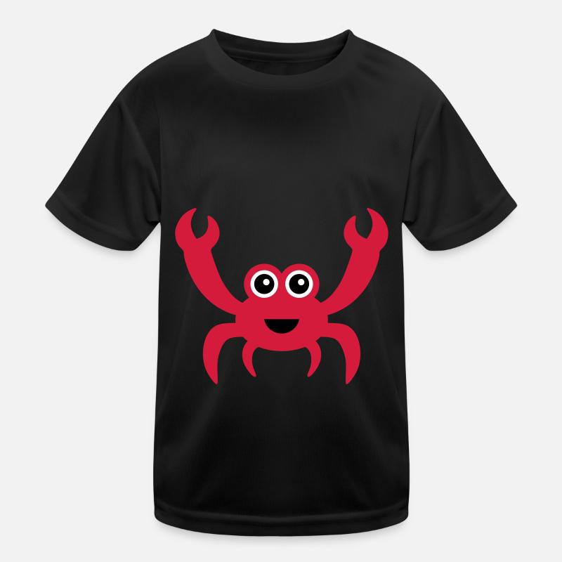 Fröhliche Krabbe mit Kulleraugen - Kinder Funktions-T-Shirt - Schwarz