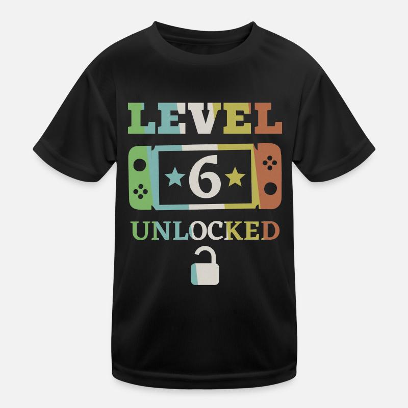 6. Geburtstag Level 6 Unlocked Switch Kinder Funktions-T-Shirt