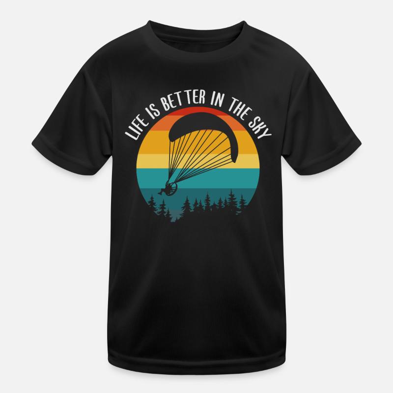 Paramotor Pilot – Adventure in the Sky - Kids Functional T-Shirt - black