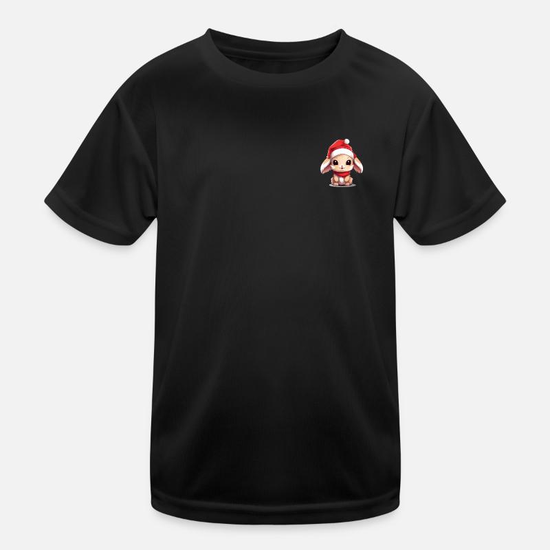 a cute rabbit in a pocket with a christmas hat Kinder Funktions-T-Shirt