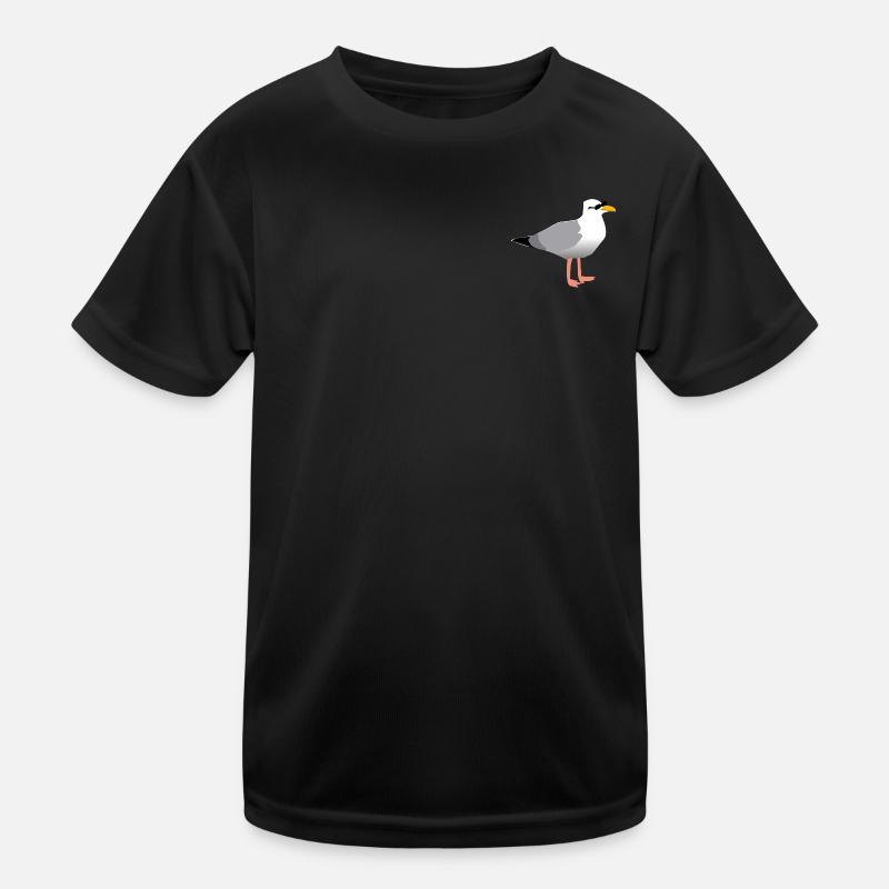 Coole Möwe - Kinder Funktions-T-Shirt - Schwarz