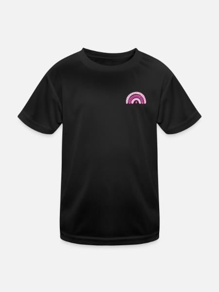 Rosa Regenbogen mit Herz - Kinder Funktions-T-Shirt - Schwarz - Vorne